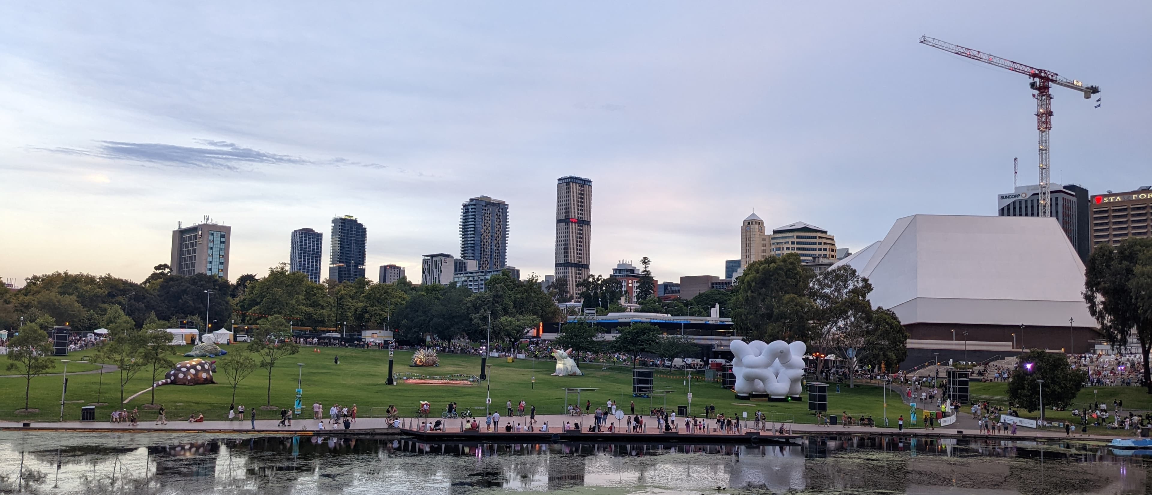Adelaide skyline and parklands from the river.