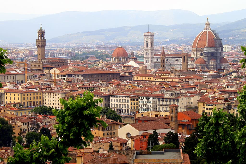 Florence skyline with the Duomo rising above the city.