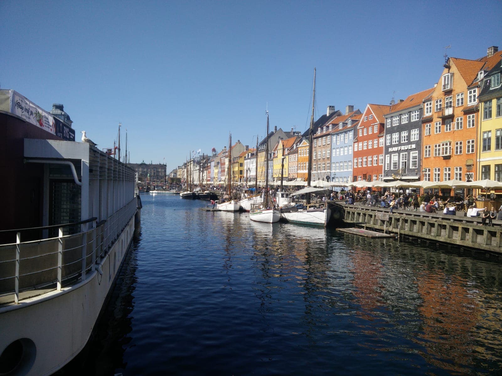 Nyhavn harbor with colorful buildings in Copenhagen.