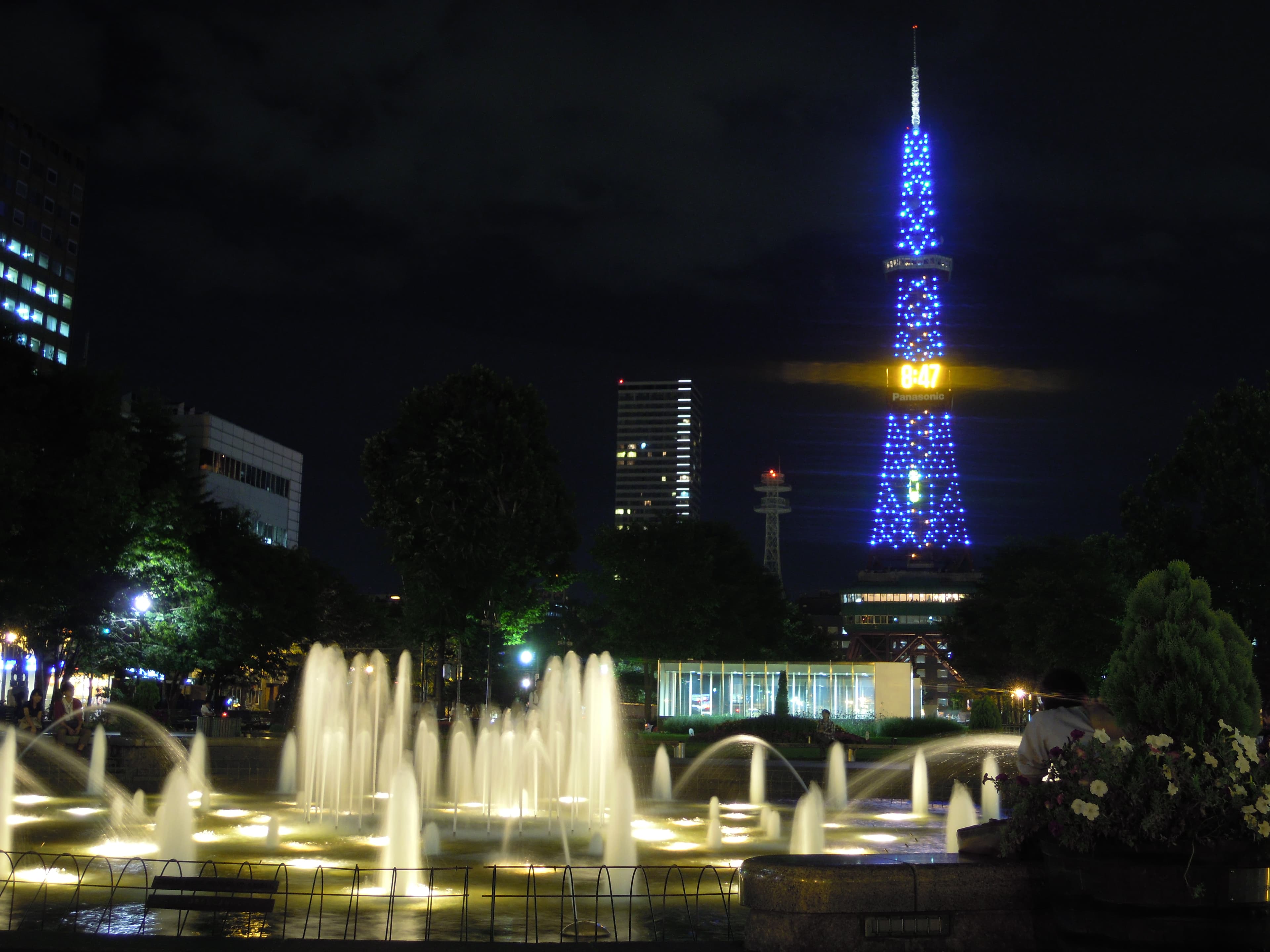 Sapporo cityscape and Odori Park in winter.