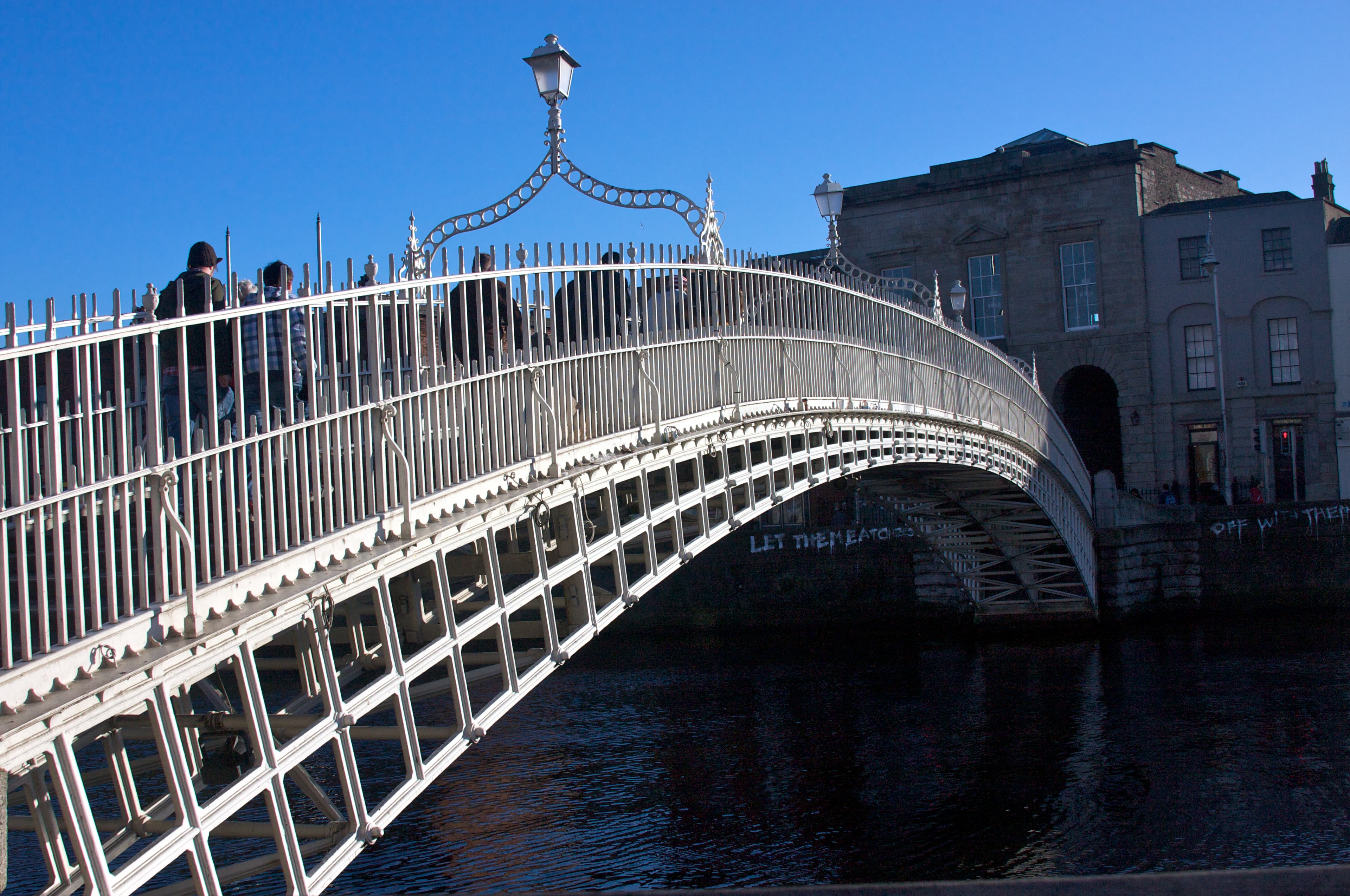 Ha'penny Bridge over the River Liffey in Dublin.