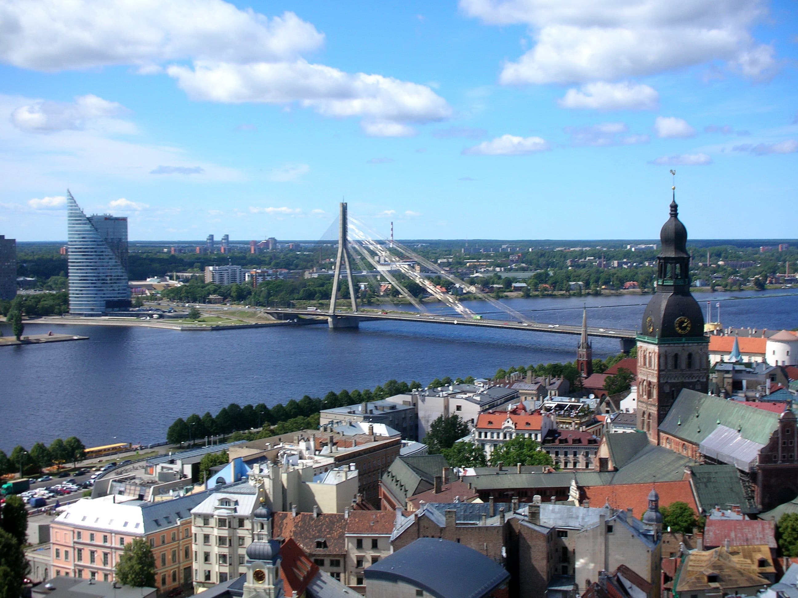 Historic old town of Riga with medieval buildings and church spires.