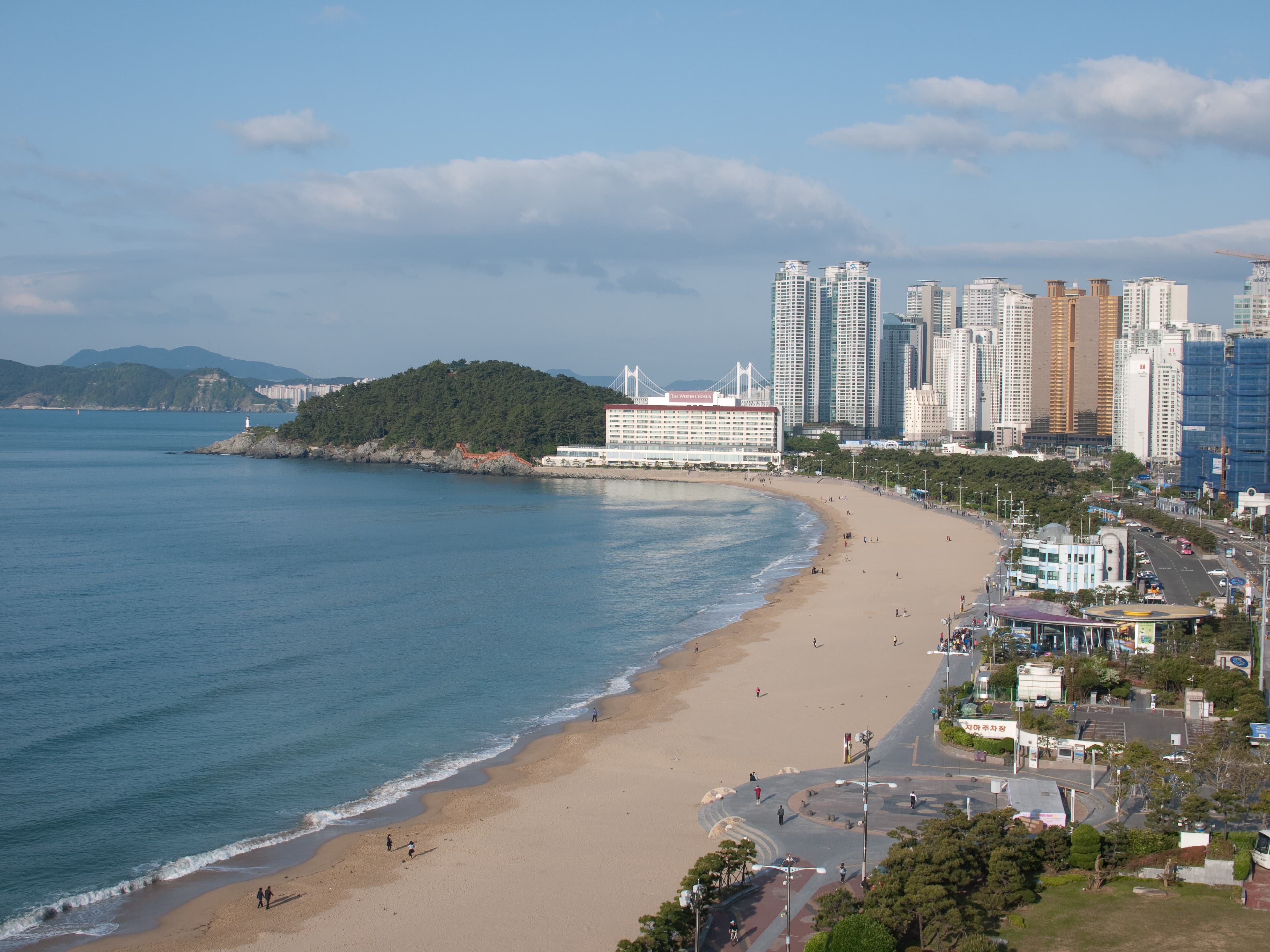 Haeundae Beach and Busan coastline.